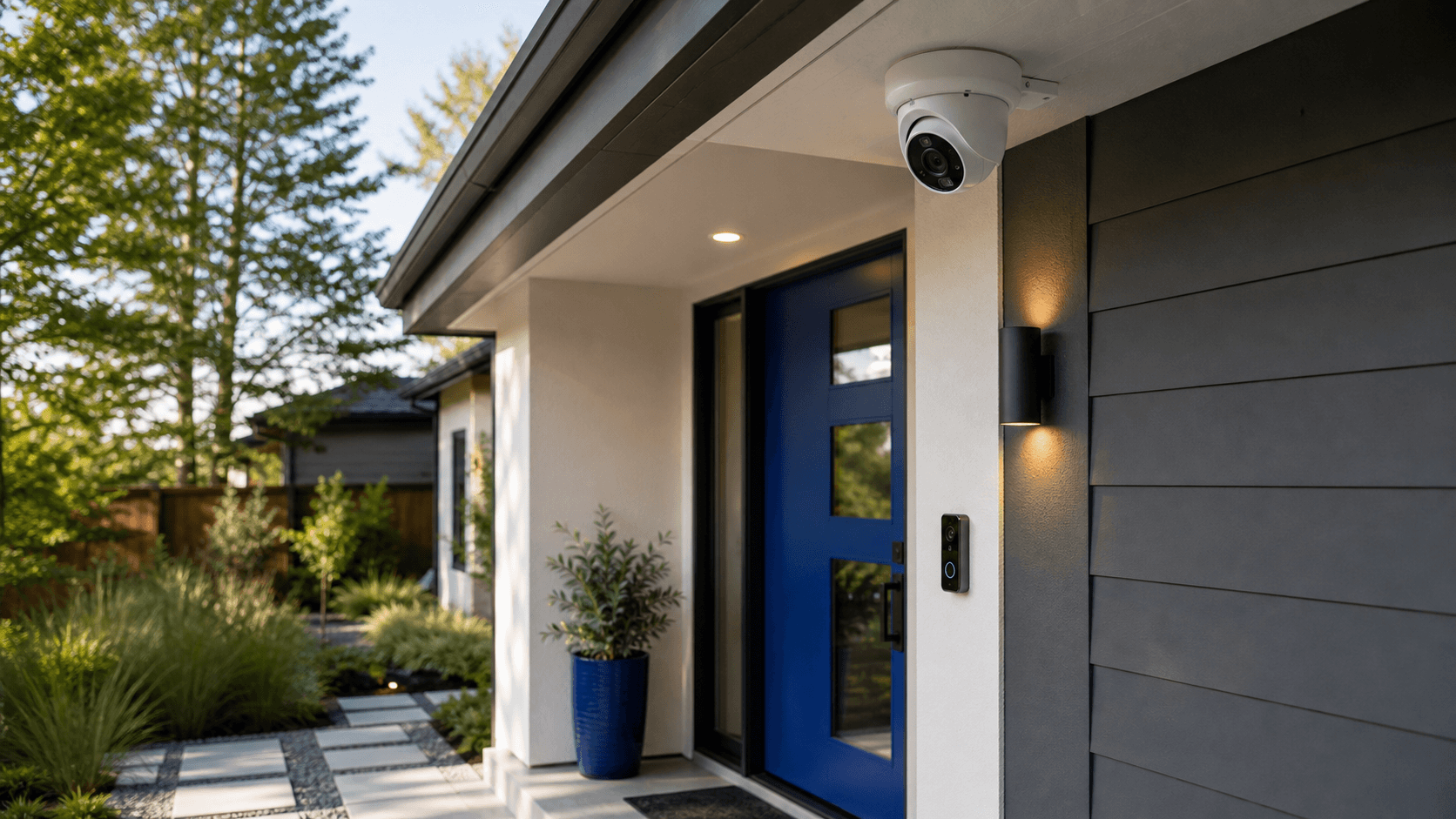 Professionally installed home security camera and smart entry system